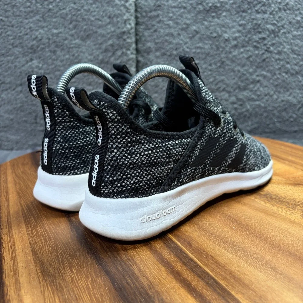 Adidas Cloudfoam Pure Womens Black White Knit Running Shoes DB0694 Size 6